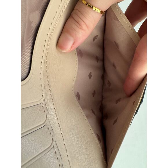 Kate Spade Taupe and Black Colorblock slim Card Holder Bifold Wallet - Picture 12 of 13